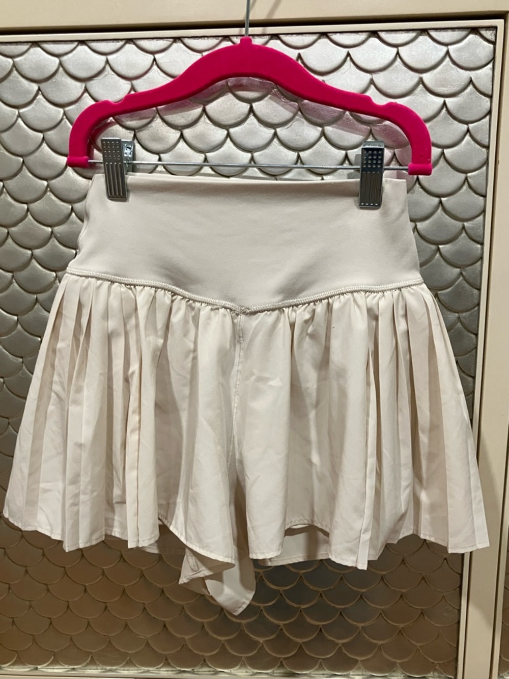 aerie Light Cream Pleated Skater Skirt